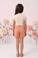Peach Floral Top with Shorts SET970
