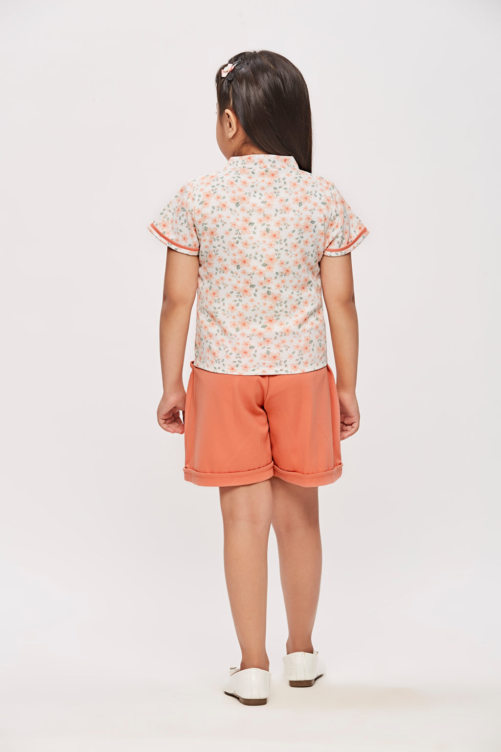 Peach Floral Top with Shorts SET970