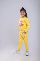 Tiny Girl Yellow Fleece Jogger Pants for Girls | Soft Winter Track Bottoms | Comfortable Kids Wear | Tiny Girl India