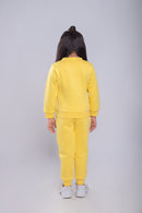 Tiny Girl Yellow Fleece Jogger Pants for Girls | Soft Winter Track Bottoms | Comfortable Kids Wear | Tiny Girl India