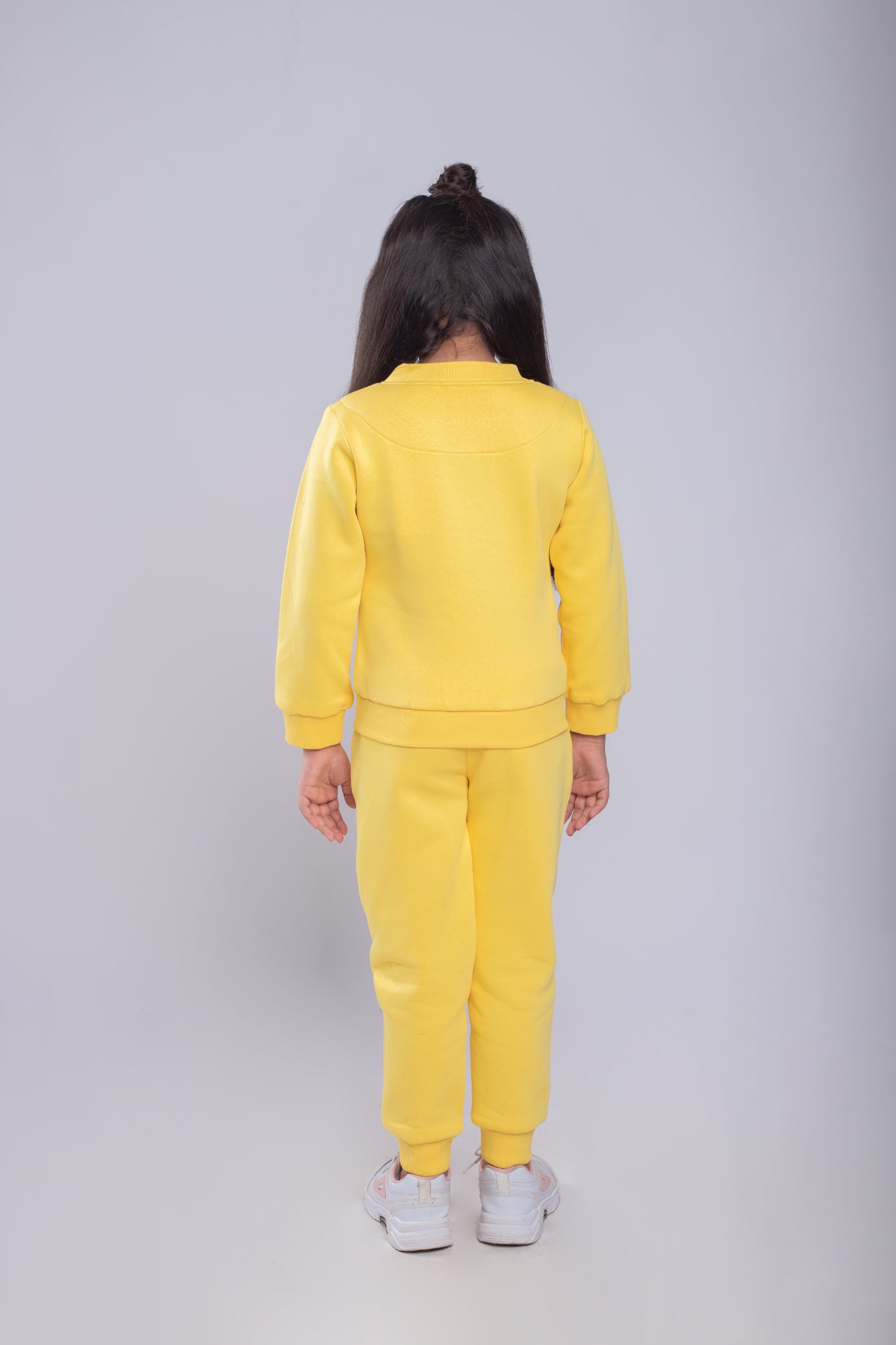 Tiny Girl Yellow Fleece Jogger Pants for Girls | Soft Winter Track Bottoms | Comfortable Kids Wear | Tiny Girl India