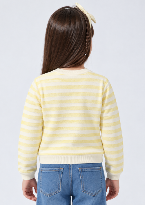 Lemon Yellow & White Striped Floral Sweatshirt SS1071