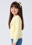 Lemon Yellow & White Striped Floral Sweatshirt SS1071