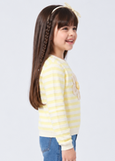 Lemon Yellow & White Striped Floral Sweatshirt SS1071