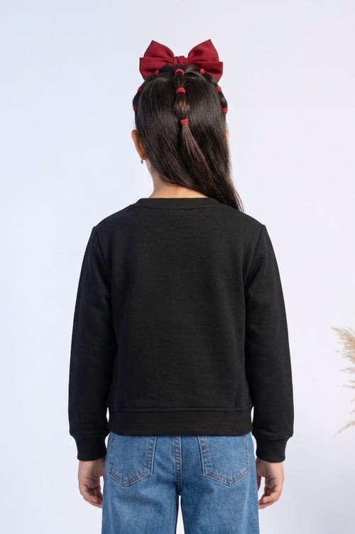 Black Floral Appliqué Sweatshirt SS1114