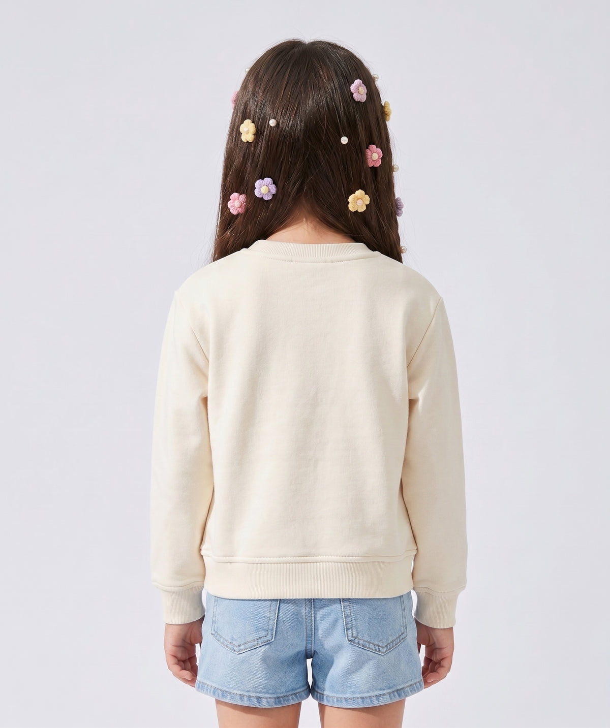 Off White Floral Appliqué Sweatshirt SS1133