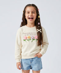 Off White Floral Appliqué Sweatshirt SS1133