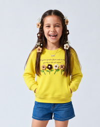 Yellow Round Neck Full Sleeve Floral Sweatshirt SS1119