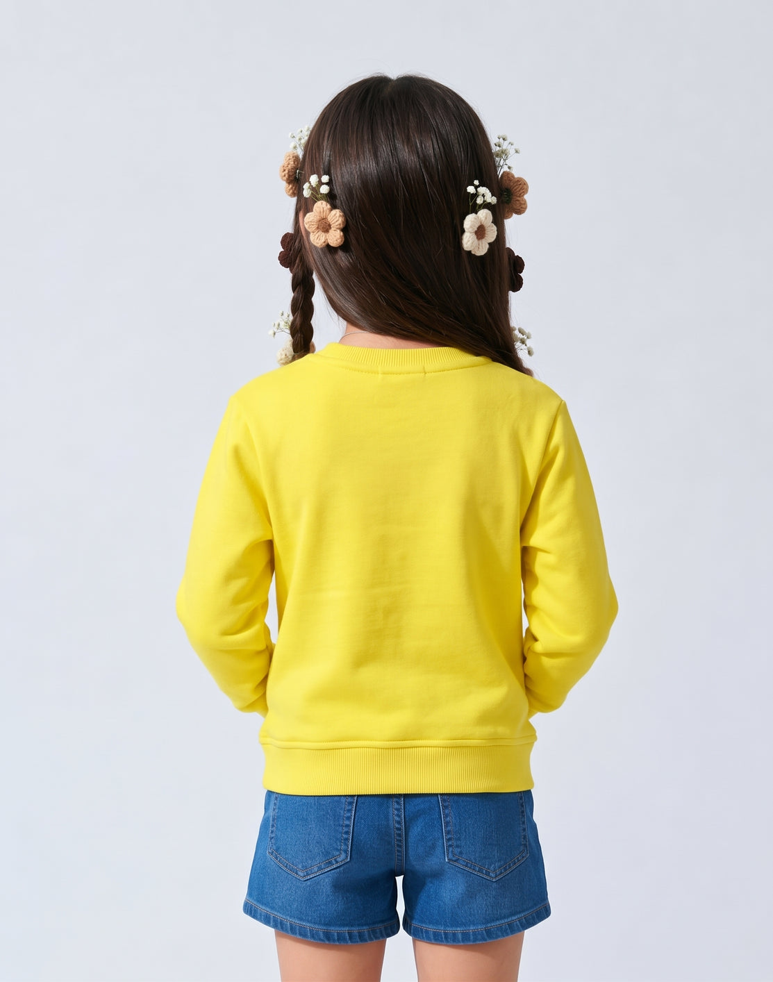 Yellow Round Neck Full Sleeve Floral Sweatshirt SS1119