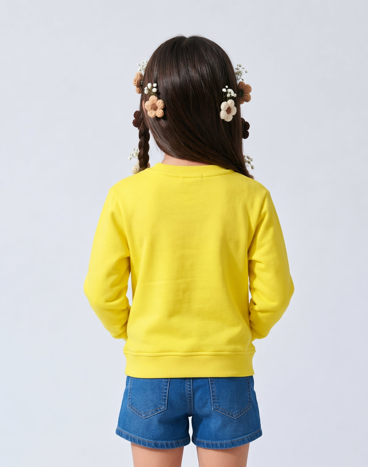 Yellow Round Neck Full Sleeve Floral Sweatshirt SS1119