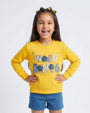 Mustard Graphic Appliqué Sweatshirt SS1133