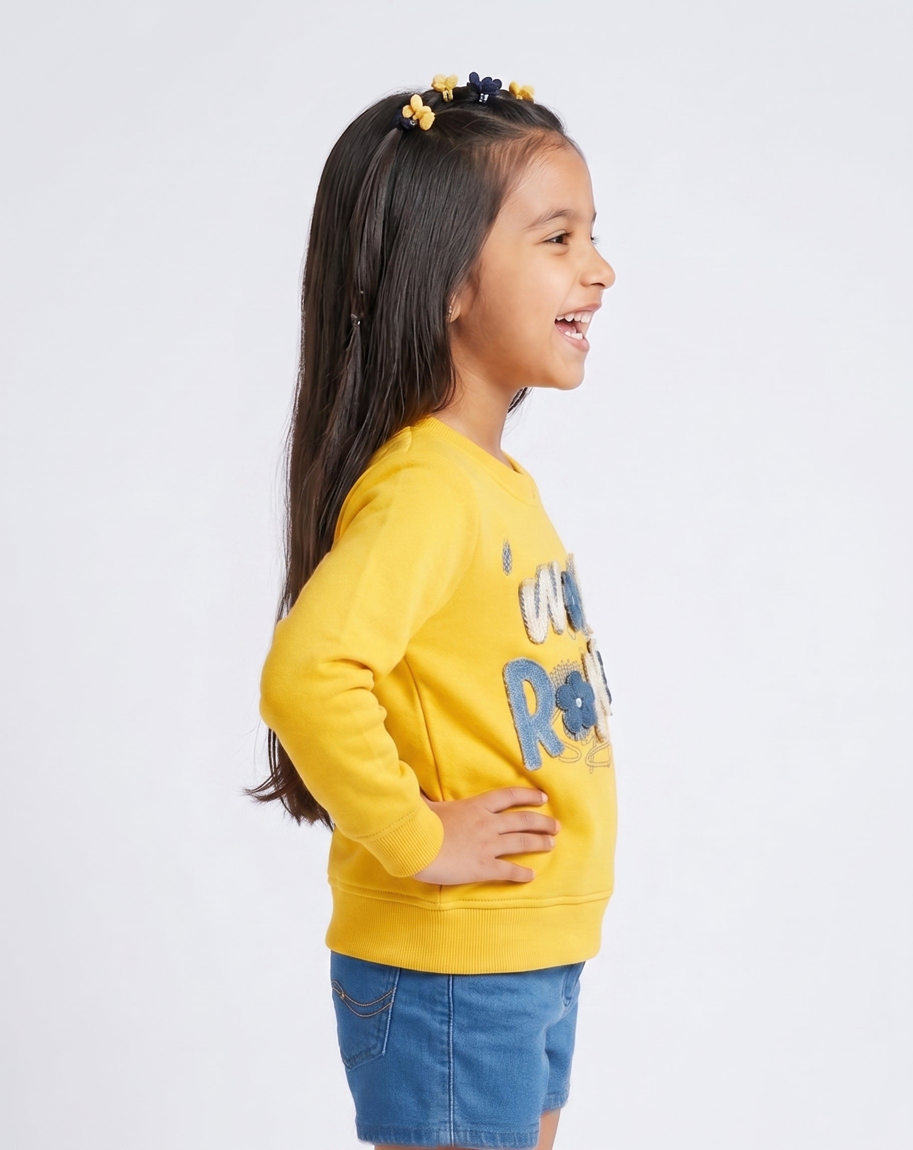 Mustard Graphic Appliqué Sweatshirt SS1133