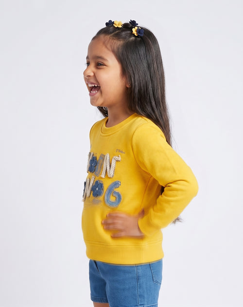 Mustard Graphic Appliqué Sweatshirt SS1133