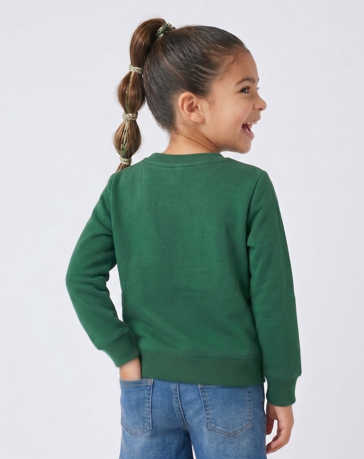 Bottle Green Floral Graphic Sweatshirt SS1136