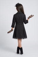 Black Belted Double-Breasted Coat Dress TC0020