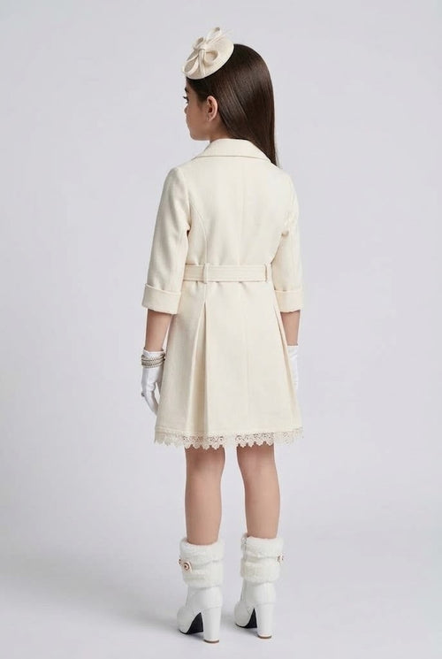 Ivory Belted Double-Breasted Coat Dress TC0020