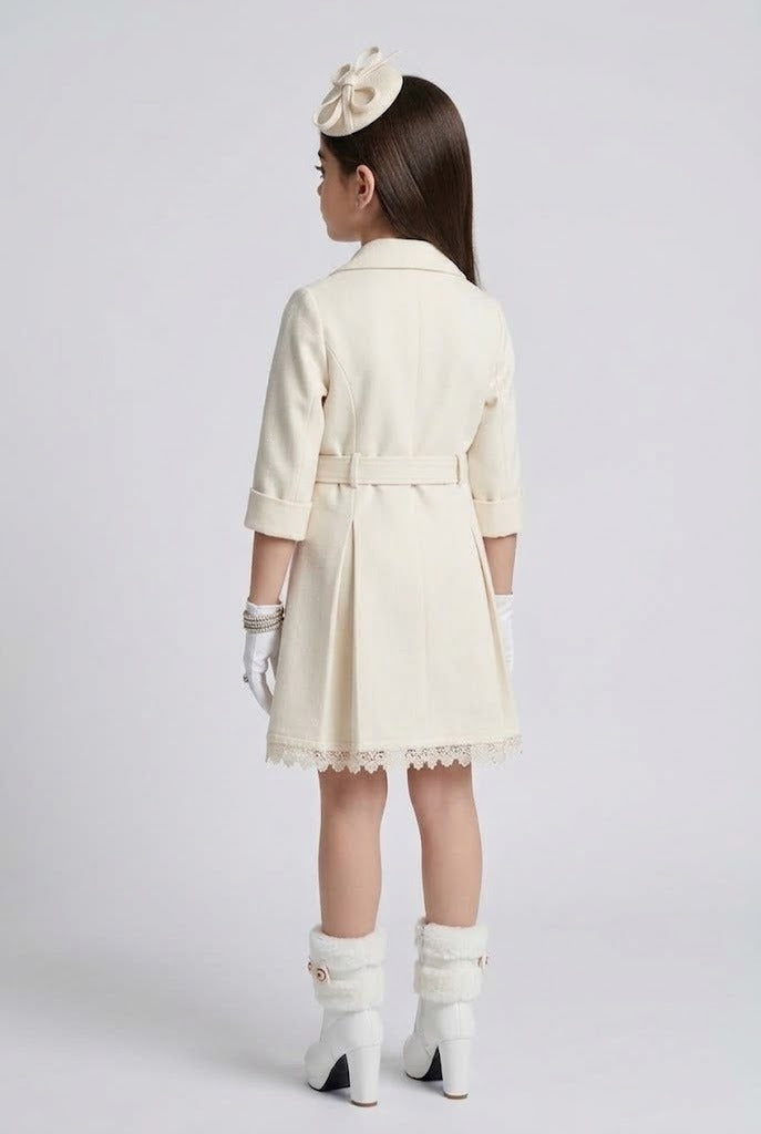 Ivory Belted Double-Breasted Coat Dress TC0020