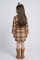 Brown Checks Belted Coat Dress TC0021