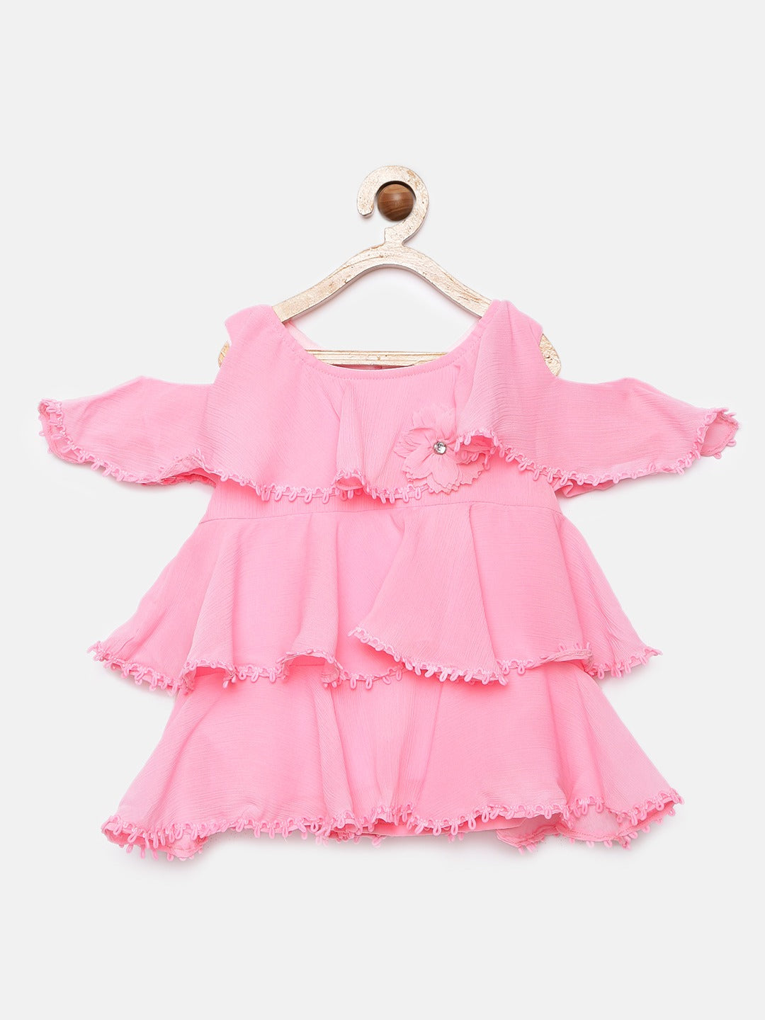 Pink Layered Ruffle Party Top for Girls