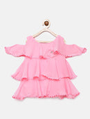 Pink Layered Ruffle Party Top for Girls