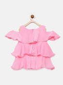 Pink Layered Ruffle Party Top for Girls