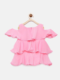Pink Layered Ruffle Party Top for Girls