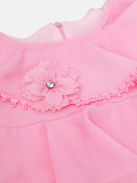 Pink Layered Ruffle Party Top for Girls