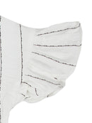 White Embroidered Striped Top for Girls