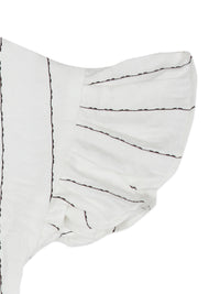 White Embroidered Striped Top for Girls