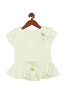 Lemon Peplum Top with Bow for Girls