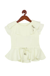 Lemon Peplum Top with Bow for Girls