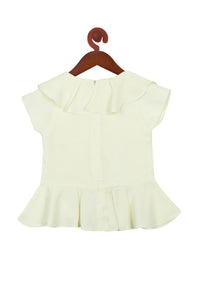 Lemon Peplum Top with Bow for Girls