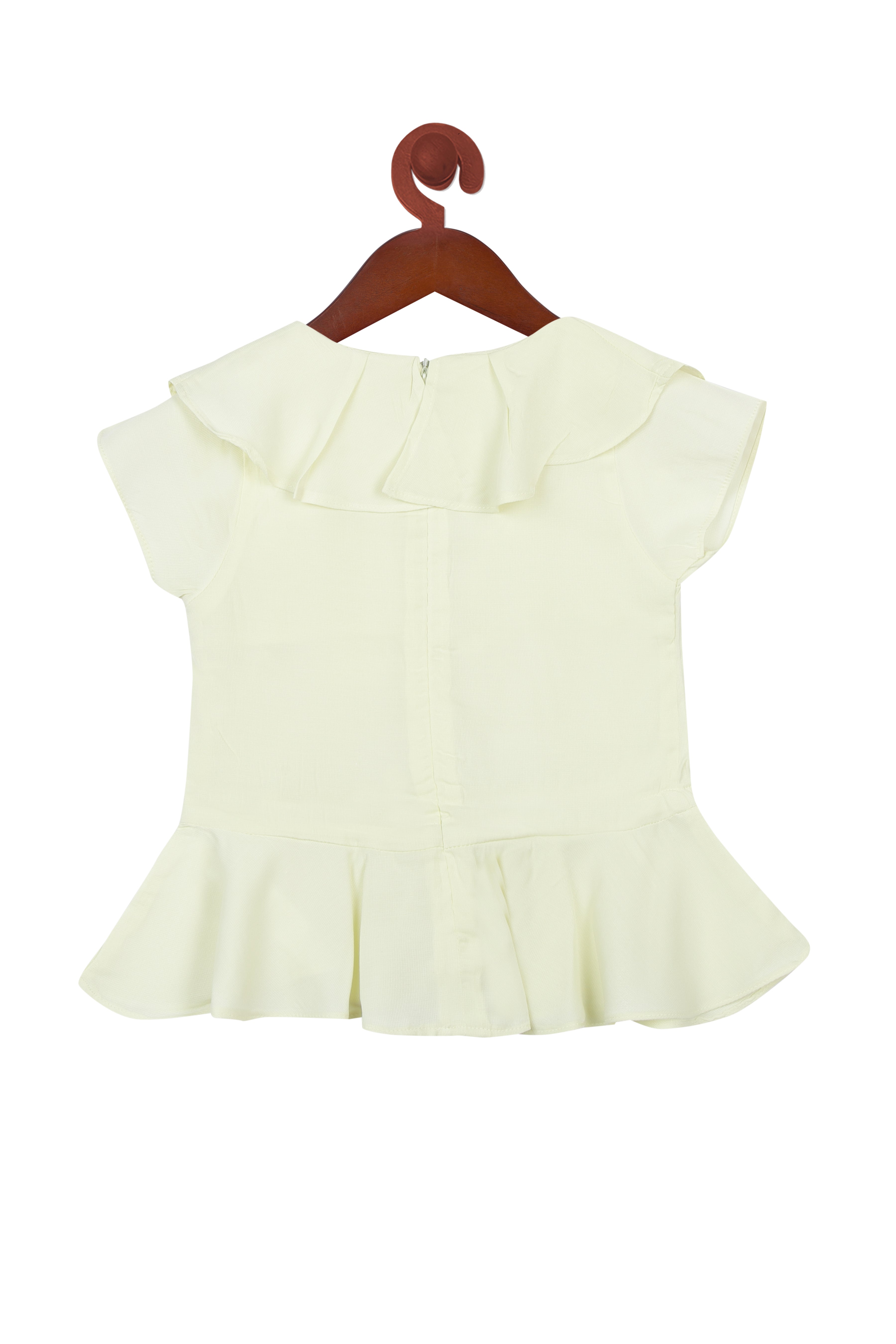 Lemon Peplum Top with Bow for Girls