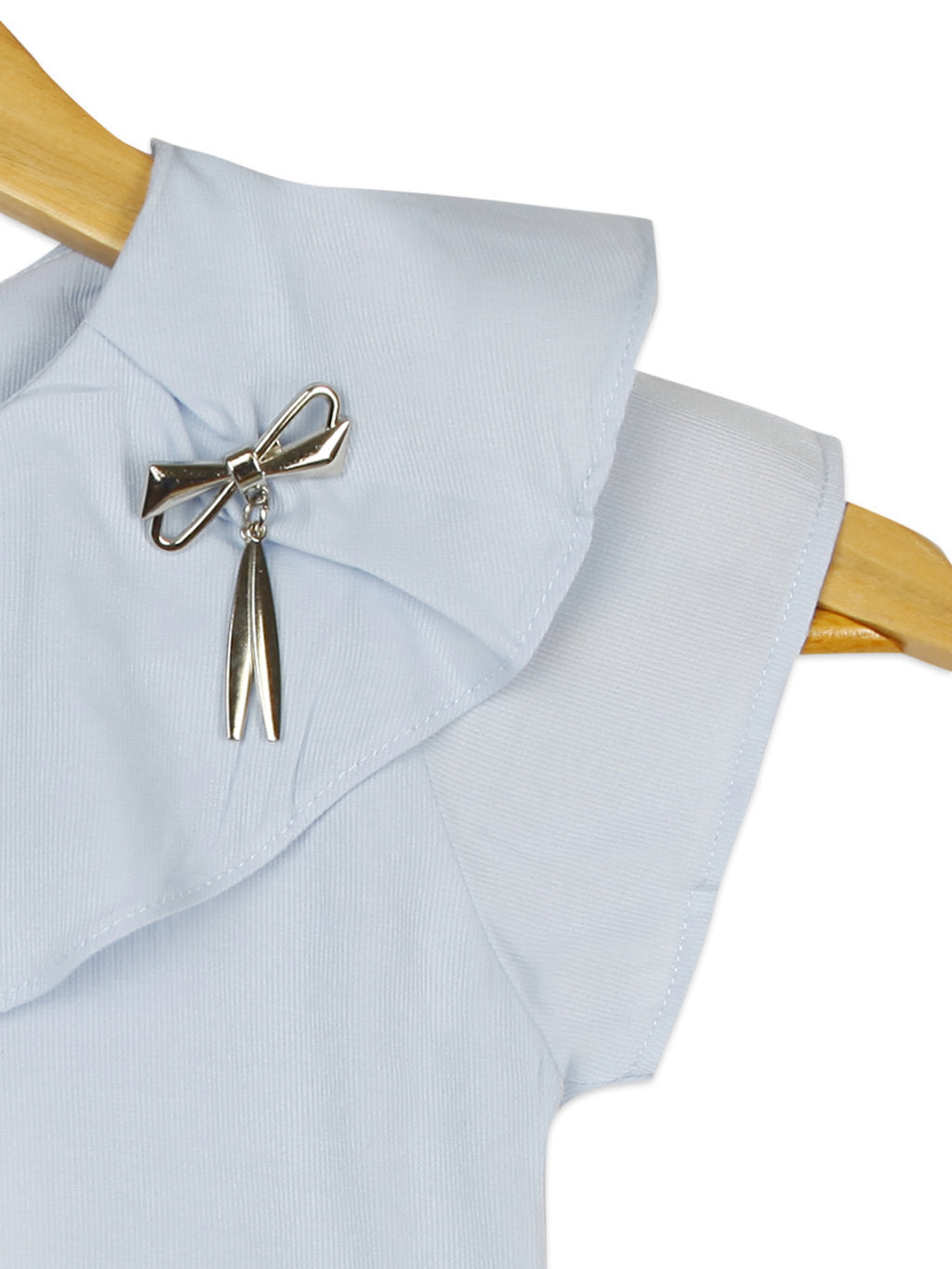 Light Blue Peplum Top with Ruffle Sleeves for Girls