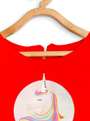 Tiny Girl Sleeveless Unicorn Print Top - Red