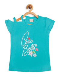 Tiny Girl Cap Sleeves Bella Printed Top - Green