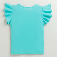 Tiny Girl Short Sleeves Floral Print Top - Sea Green_Infants