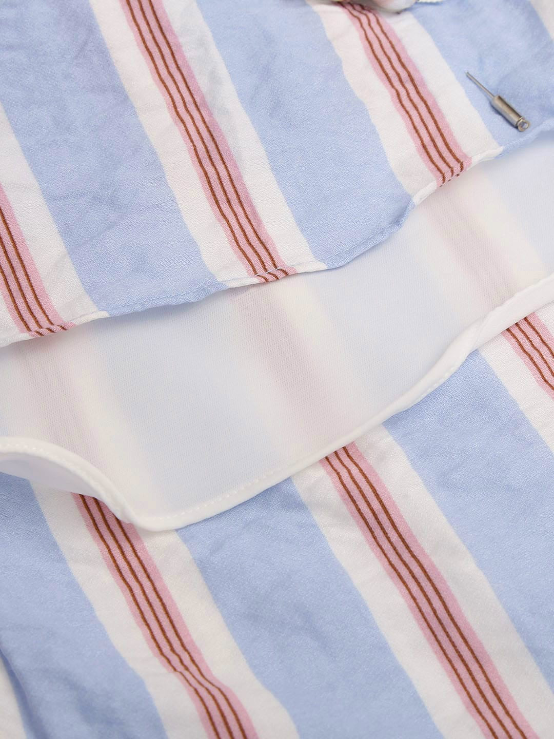 Tiny Girl Short Sleeves Striped Top - Sky Blue