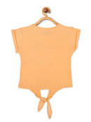 Tiny Girl Peach Hello Print Tie-Up Top