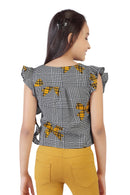 Tiny Girl Floral Ruffle Sleeve Top with Stretch Pants Set – Yellow