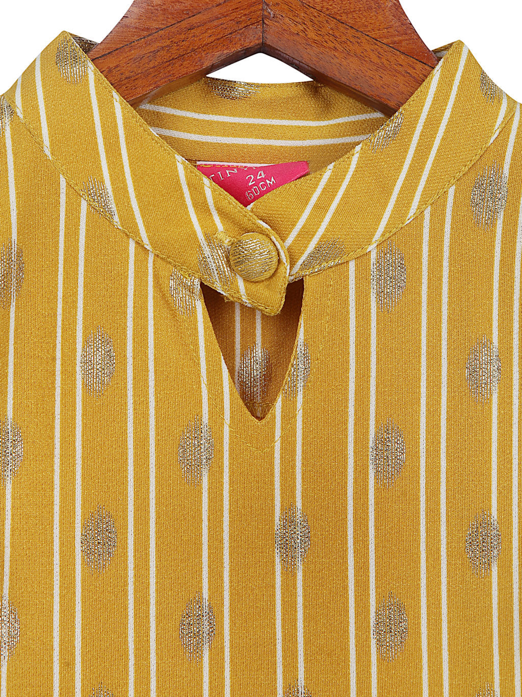 Stripped Polka Ruffle Sleeve Knot Detail Top
