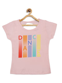 Tiny Girl Graphic Front Tie Crop Top – Pink
