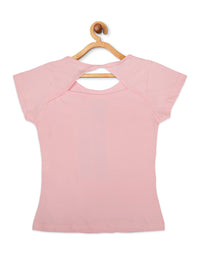 Tiny Girl Graphic Front Tie Crop Top – Pink