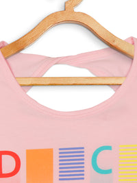 Tiny Girl Graphic Front Tie Crop Top – Pink