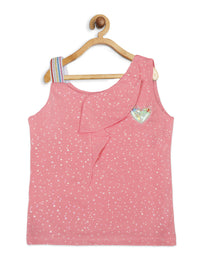 Girls Pink One-Shoulder Casual Top