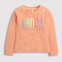 Peach Full Sleeves Sweatshirt – "Amour" Print