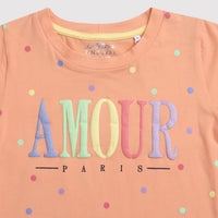 Peach Full Sleeves Sweatshirt – "Amour" Print