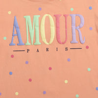 Peach Full Sleeves Sweatshirt – "Amour" Print