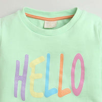 Mint Green "HELLO" Graphic Sweatshirt