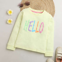 Pastel Yellow "HELLO" Winter Sweatshirt